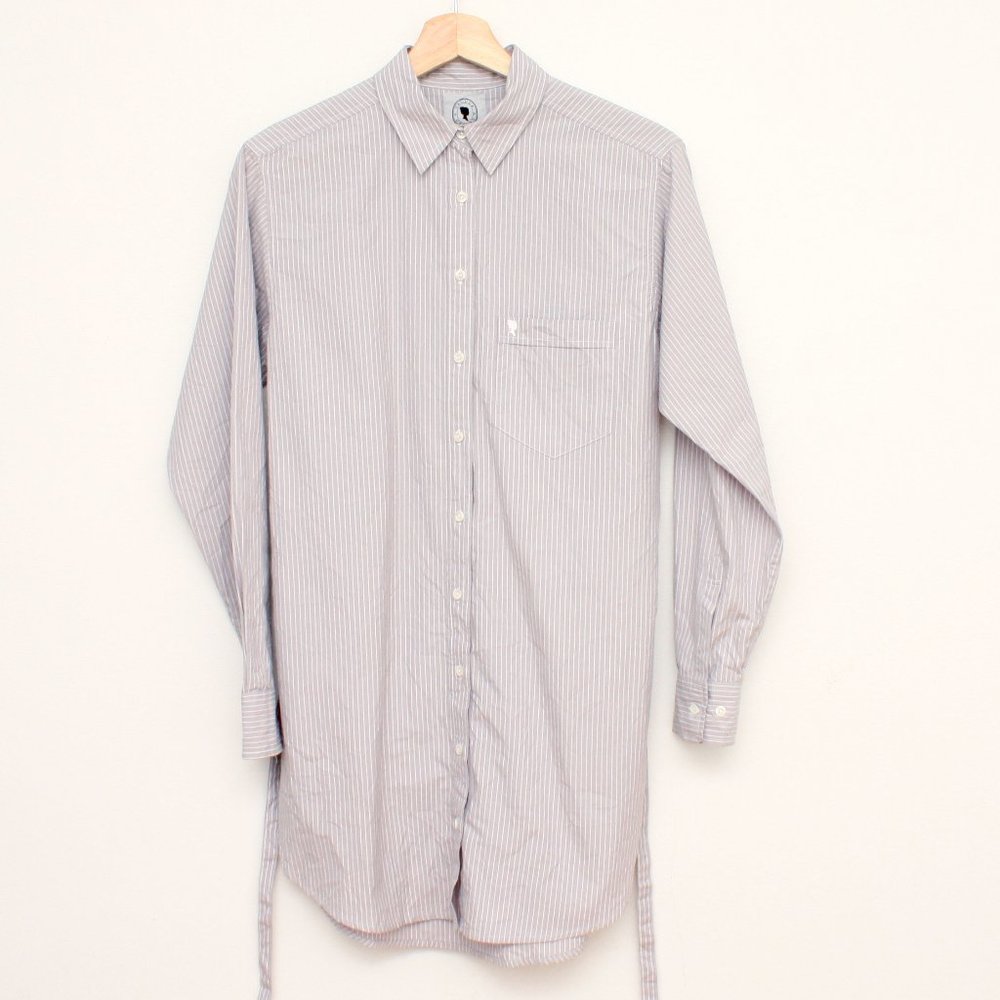 Aritzia Talula Women's Oxford Tunic LS Blouse Dress XS Gray